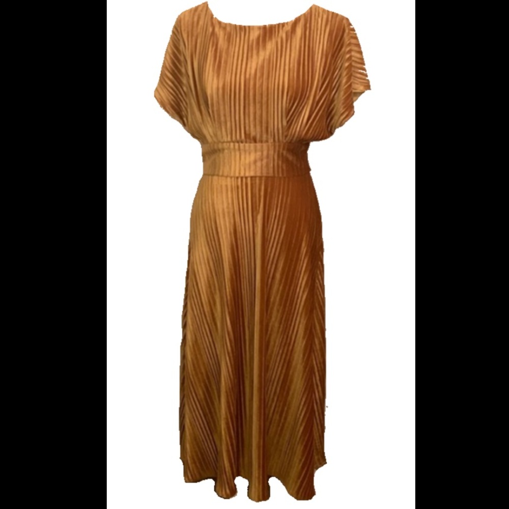 Alexia Admor Veronica Short Sleeve Pleated Velvet Midi Dress